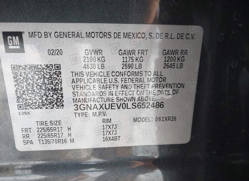 Photo 9 of 2020 Chevrolet Equinox AWD LT 1.5L TURBO (VIN 3GNAXUEV0LS652486)
