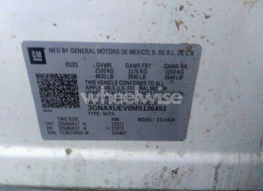 Photo 9 of 2021 Chevrolet Equinox AWD LT (VIN 3GNAXUEV0MS136453)