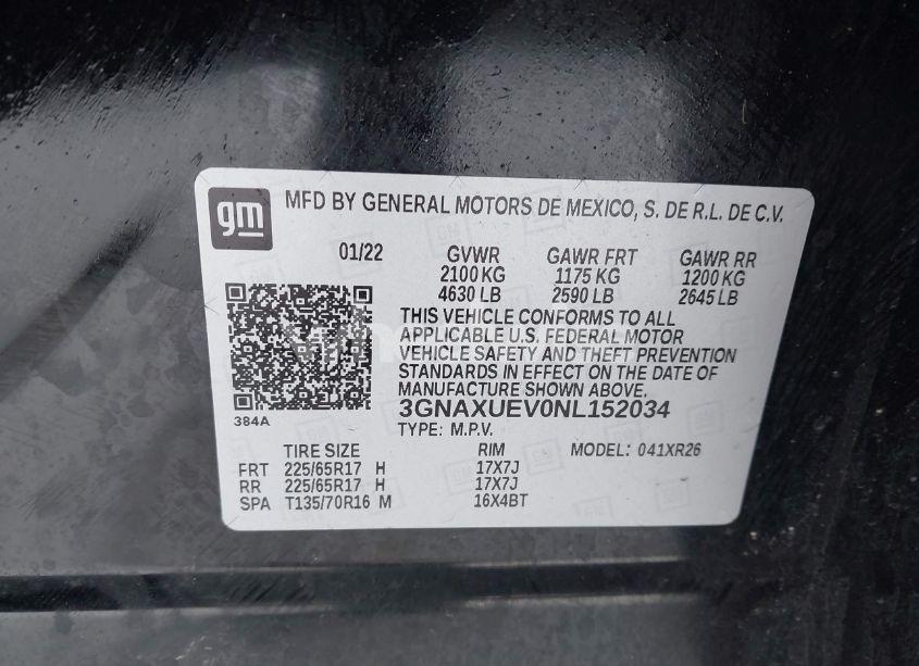 Photo 9 of 2022 Chevrolet Equinox AWD LT (VIN 3GNAXUEV0NL152034)