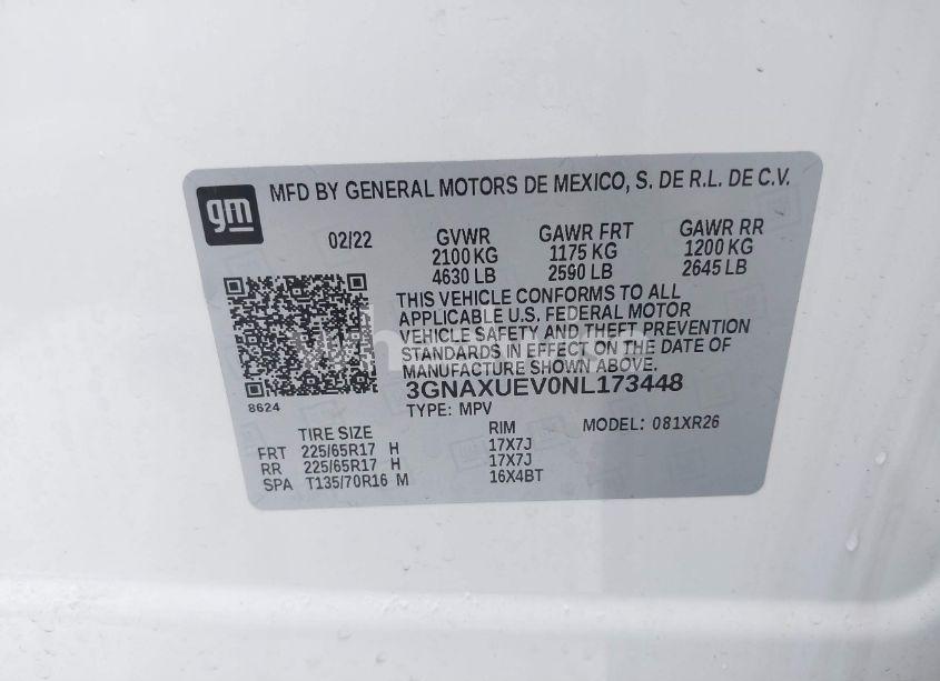 Photo 9 of 2022 Chevrolet Equinox AWD LT (VIN 3GNAXUEV0NL173448)