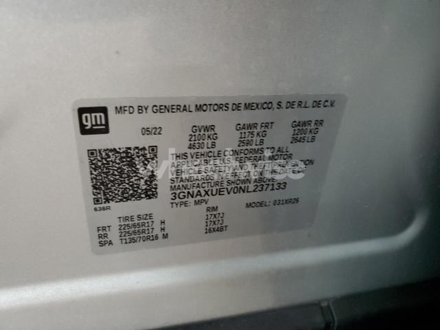 2022 CHEVROLET EQUINOX LT (VIN 3GNAXUEV0NL237133) main photo