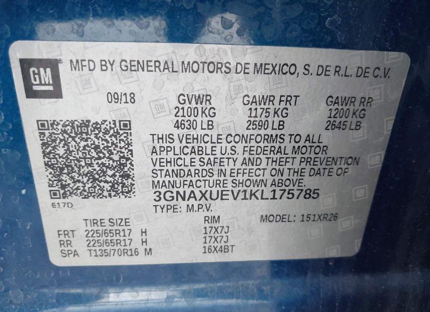 Photo 9 of 2019 Chevrolet Equinox LT (VIN 3GNAXUEV1KL175785)