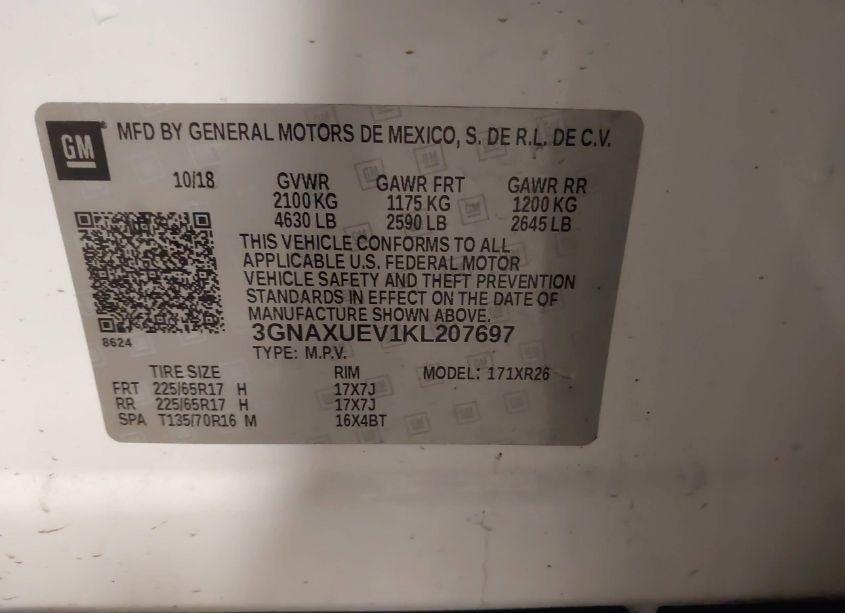 Photo 9 of 2019 Chevrolet Equinox LT (VIN 3GNAXUEV1KL207697)