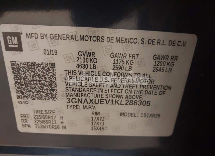 Photo 9 of 2019 Chevrolet Equinox LT (VIN 3GNAXUEV1KL286305)