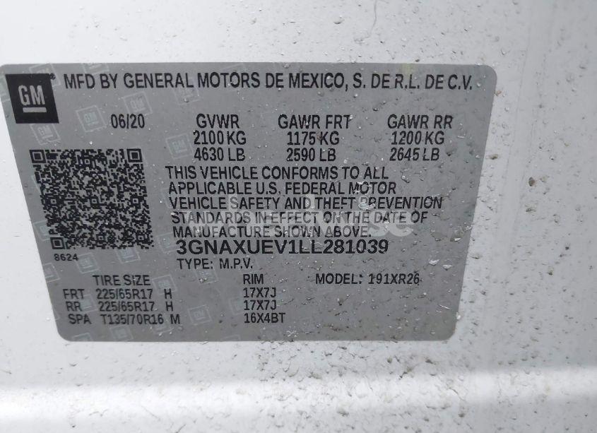 Photo 9 of 2020 Chevrolet Equinox AWD LT 1.5L TURBO (VIN 3GNAXUEV1LL281039)