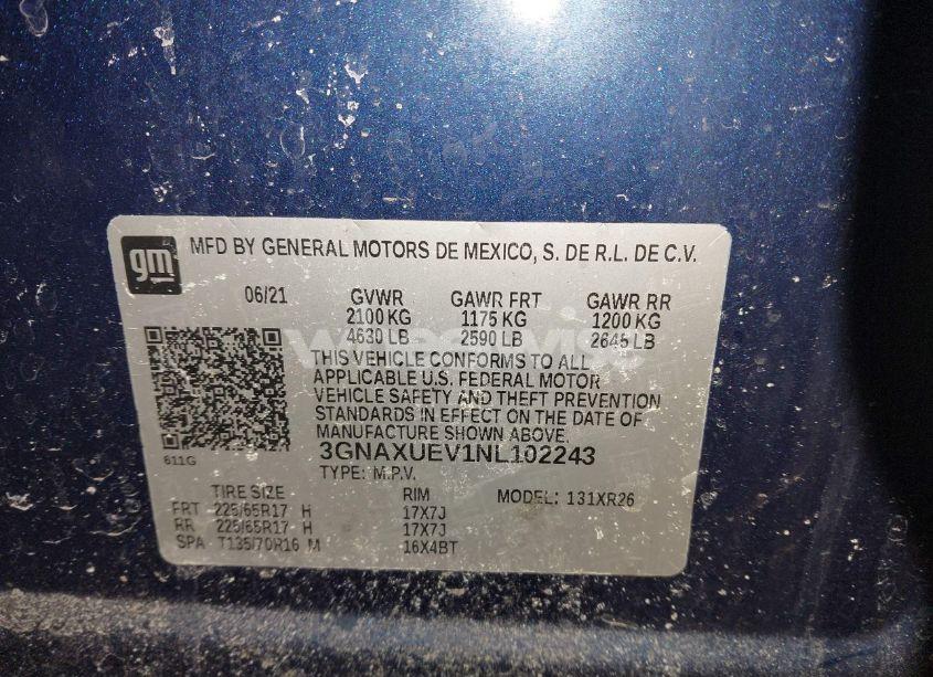 Photo 9 of 2022 Chevrolet Equinox AWD LT (VIN 3GNAXUEV1NL102243)