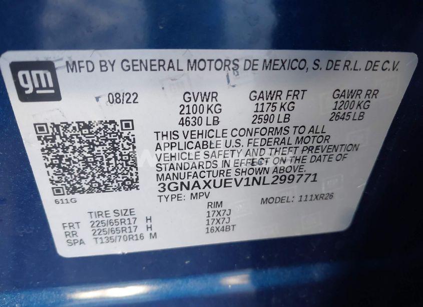 Photo 9 of 2022 Chevrolet Equinox LT (VIN 3GNAXUEV1NL299771)