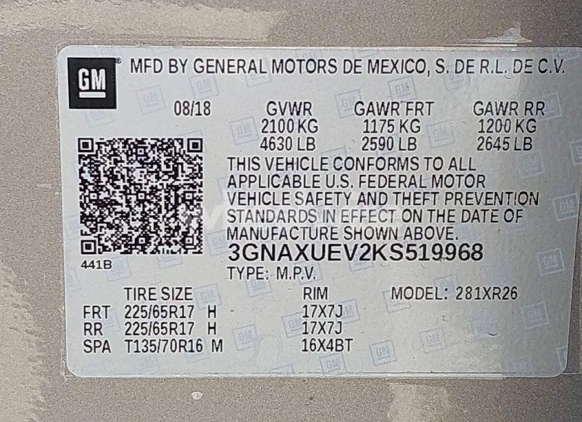 Photo 9 of 2019 Chevrolet Equinox LT (VIN 3GNAXUEV2KS519968)