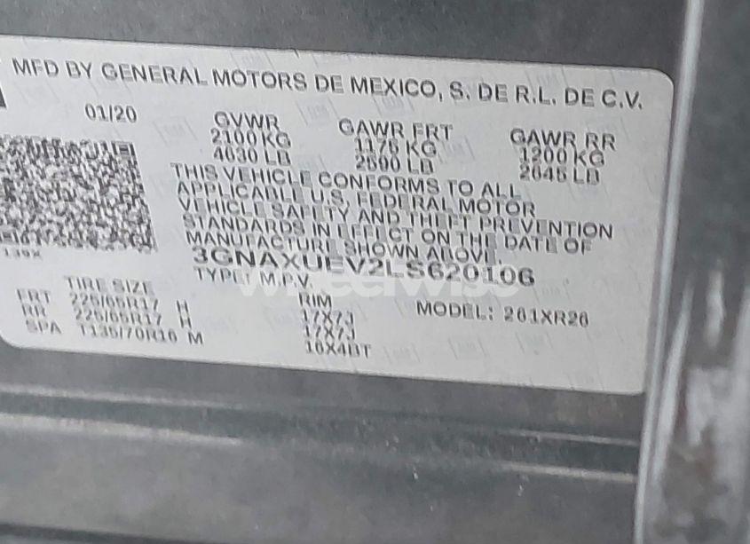 Photo 9 of 2020 Chevrolet Equinox AWD LT 1.5L TURBO (VIN 3GNAXUEV2LS620106)