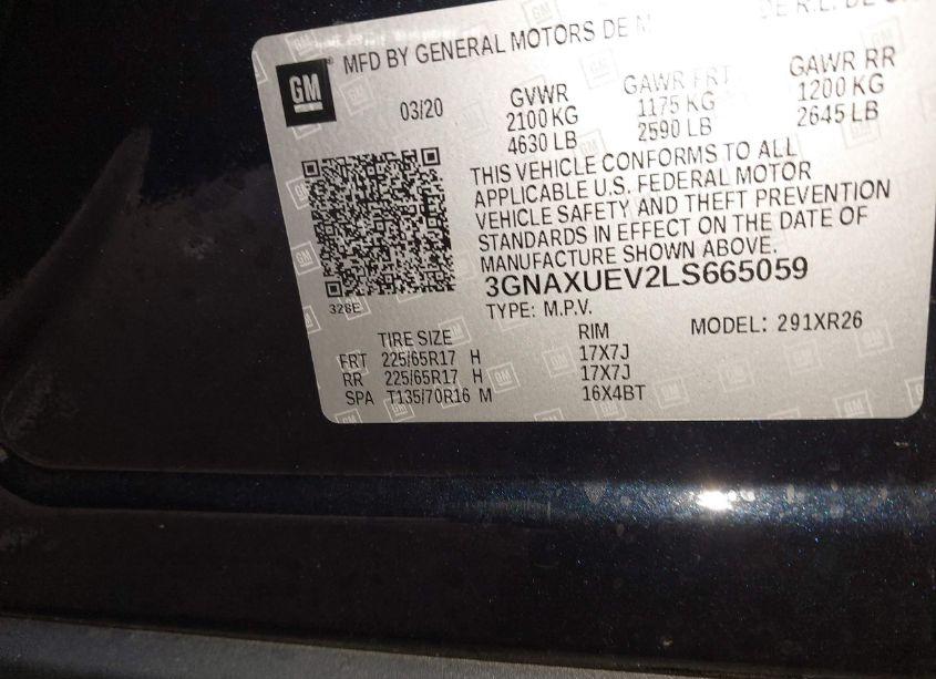 Photo 9 of 2020 Chevrolet Equinox AWD LT 1.5L TURBO (VIN 3GNAXUEV2LS665059)