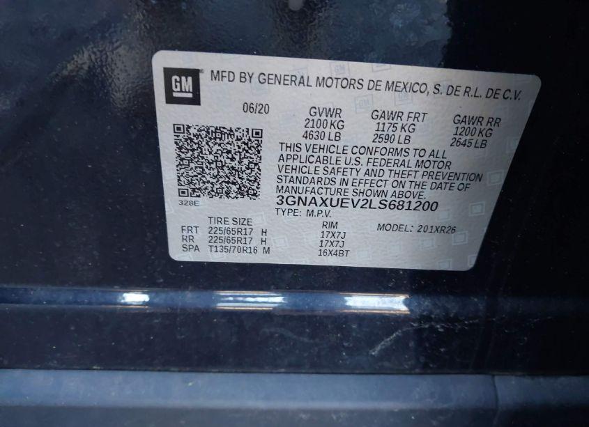 Photo 9 of 2020 Chevrolet Equinox AWD LT 1.5L TURBO (VIN 3GNAXUEV2LS681200)