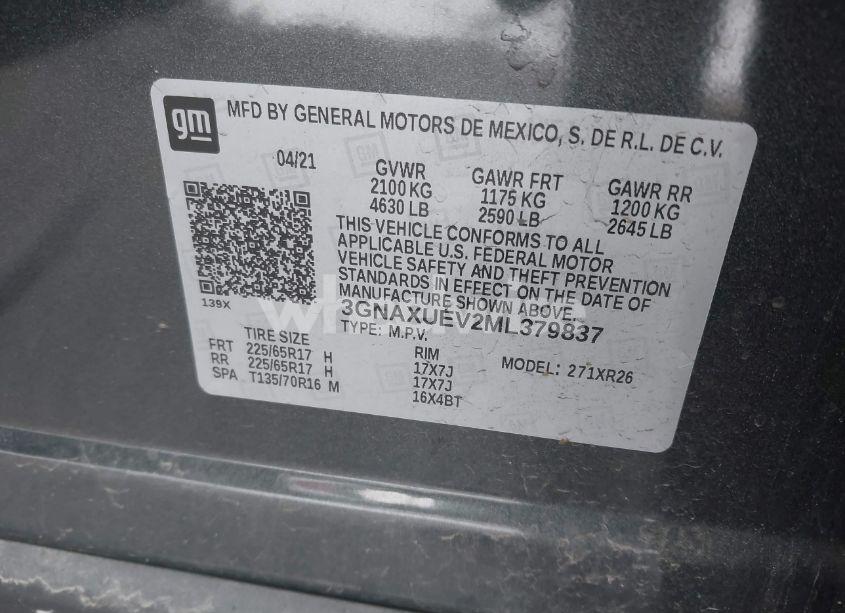 Photo 9 of 2021 Chevrolet Equinox AWD LT (VIN 3GNAXUEV2ML379837)