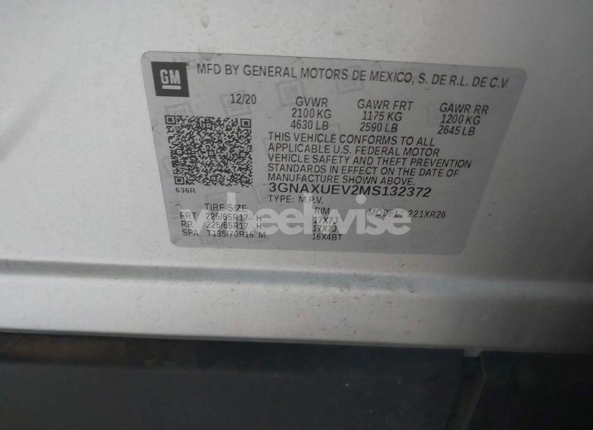 Photo 9 of 2021 Chevrolet Equinox AWD LT (VIN 3GNAXUEV2MS132372)