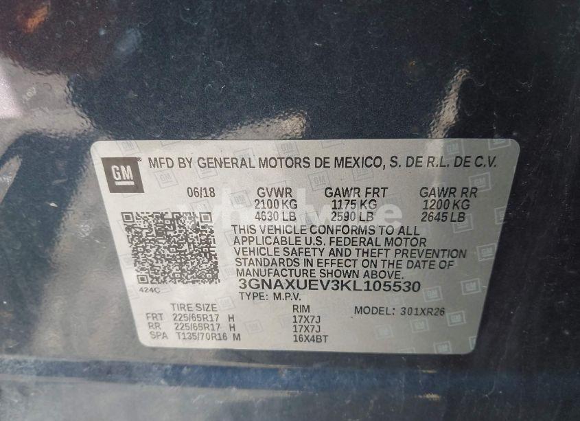 Photo 9 of 2019 Chevrolet Equinox LT (VIN 3GNAXUEV3KL105530)