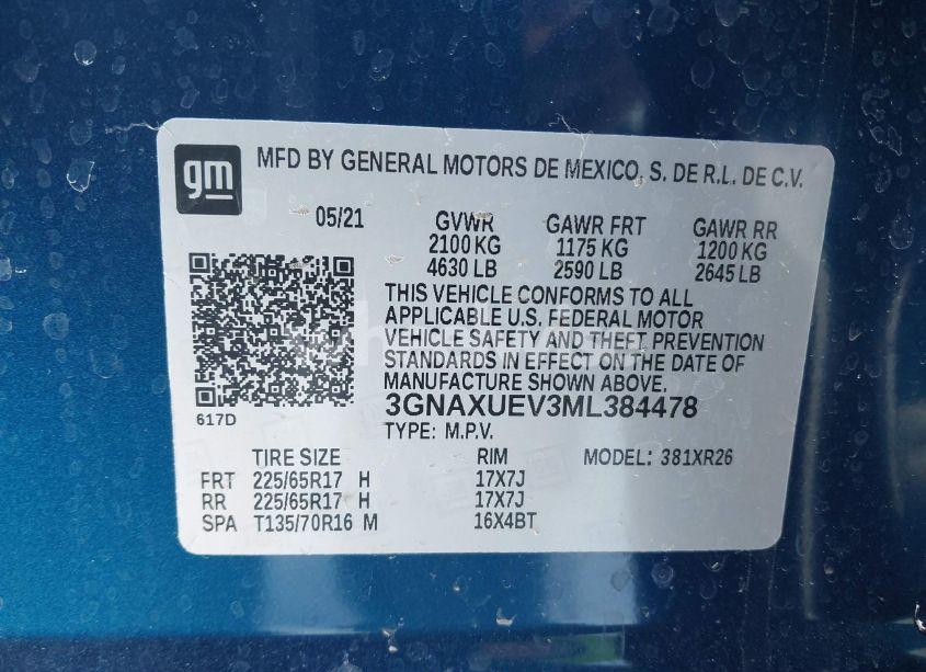 Photo 9 of 2021 Chevrolet Equinox AWD LT (VIN 3GNAXUEV3ML384478)