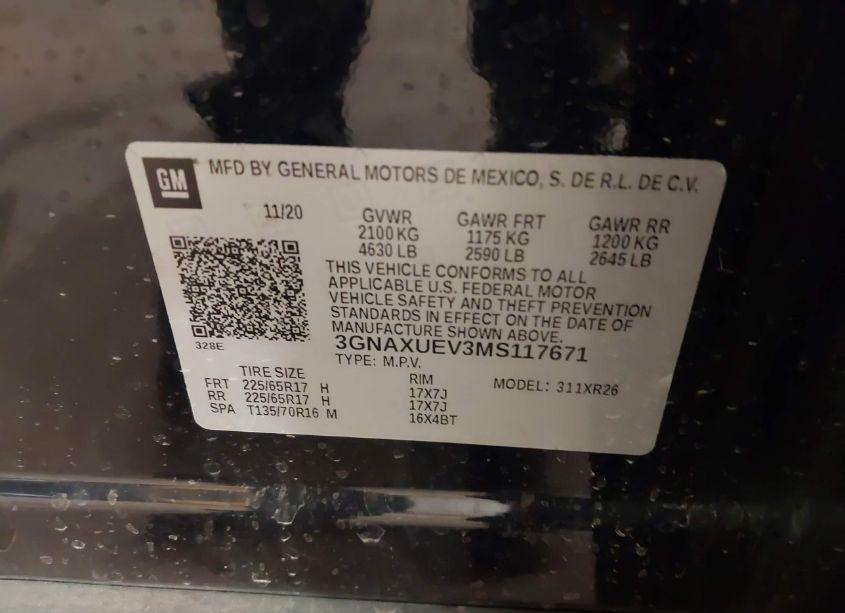 Photo 9 of 2021 Chevrolet Equinox AWD LT (VIN 3GNAXUEV3MS117671)