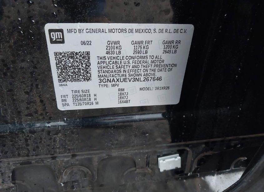 Photo 9 of 2022 Chevrolet Equinox AWD LT (VIN 3GNAXUEV3NL267646)