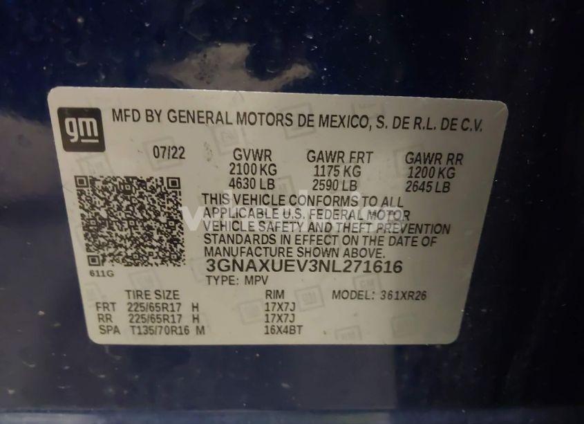 Photo 9 of 2022 Chevrolet Equinox AWD LT (VIN 3GNAXUEV3NL271616)