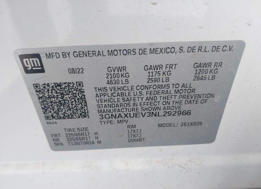 Photo 9 of 2022 Chevrolet Equinox AWD LT (VIN 3GNAXUEV3NL292966)