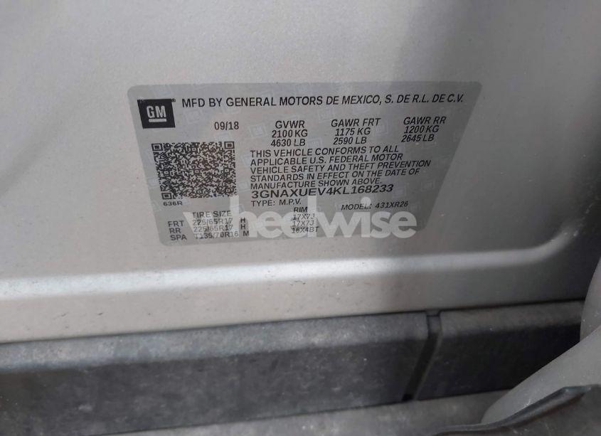 Photo 9 of 2019 Chevrolet Equinox LT (VIN 3GNAXUEV4KL168233)