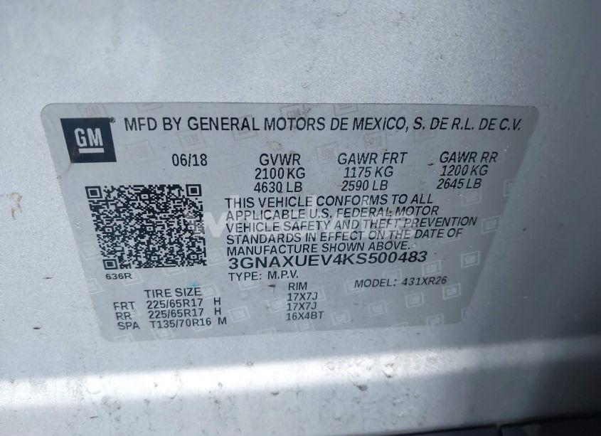 Photo 9 of 2019 Chevrolet Equinox LT (VIN 3GNAXUEV4KS500483)