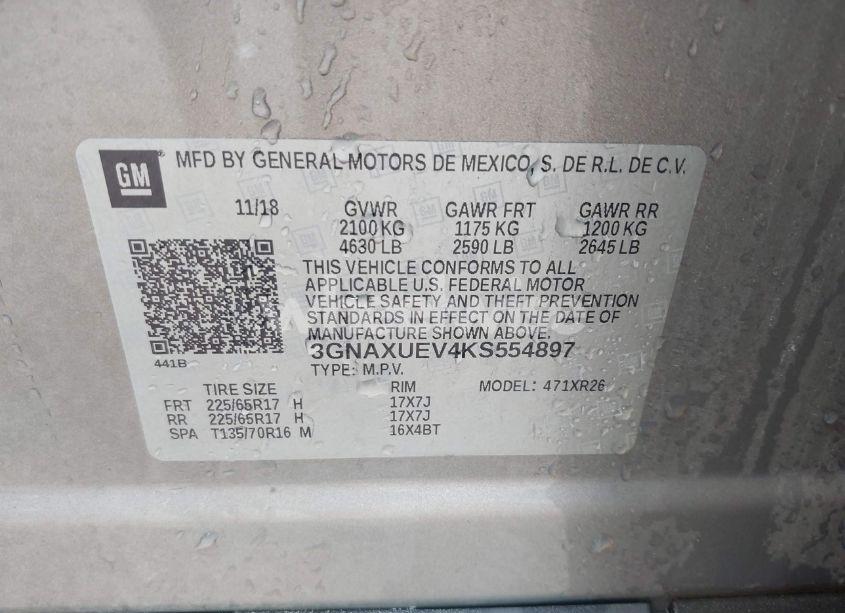 Photo 9 of 2019 Chevrolet Equinox LT (VIN 3GNAXUEV4KS554897)