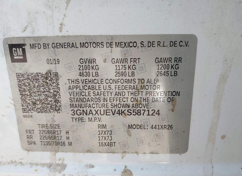 Photo 9 of 2019 Chevrolet Equinox LT (VIN 3GNAXUEV4KS587124)