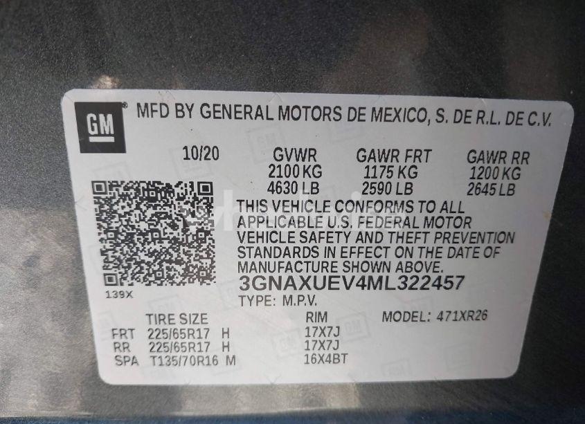 Photo 9 of 2021 Chevrolet Equinox AWD LT (VIN 3GNAXUEV4ML322457)