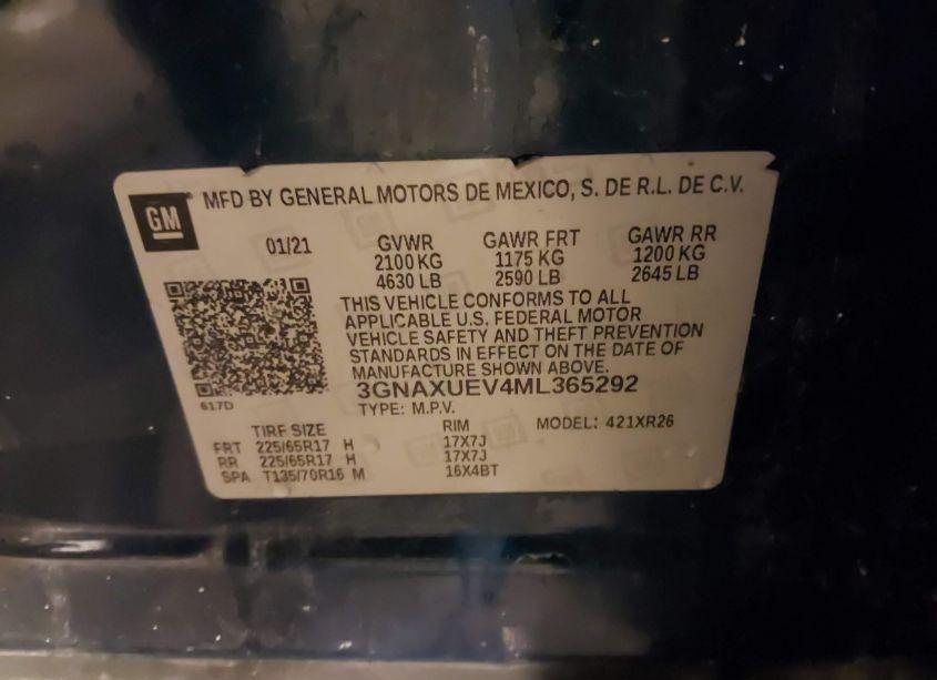 Photo 9 of 2021 Chevrolet Equinox AWD LT (VIN 3GNAXUEV4ML365292)