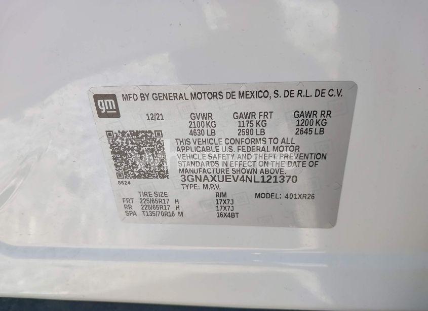 Photo 9 of 2022 Chevrolet Equinox AWD LT (VIN 3GNAXUEV4NL121370)