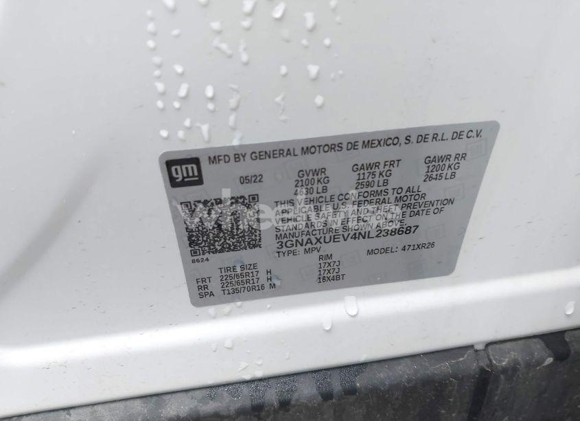 Photo 9 of 2022 Chevrolet Equinox AWD LT (VIN 3GNAXUEV4NL238687)