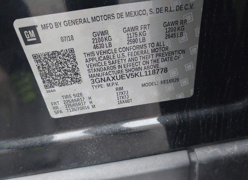 Photo 9 of 2019 Chevrolet Equinox LT (VIN 3GNAXUEV5KL118778)