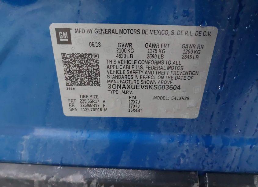 Photo 9 of 2019 Chevrolet Equinox LT (VIN 3GNAXUEV5KS503604)