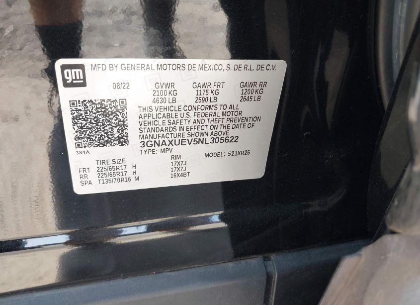 Photo 9 of 2022 Chevrolet Equinox AWD LT (VIN 3GNAXUEV5NL305622)
