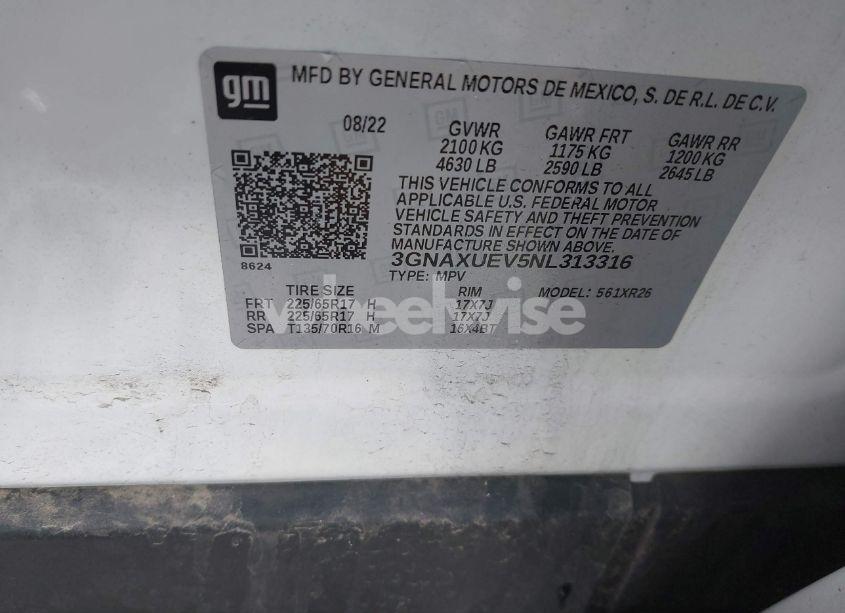 Photo 9 of 2022 Chevrolet Equinox AWD LT (VIN 3GNAXUEV5NL313316)