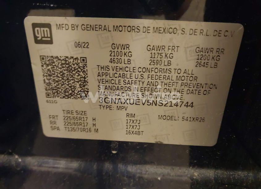 Photo 9 of 2022 Chevrolet Equinox AWD LT (VIN 3GNAXUEV5NS214744)