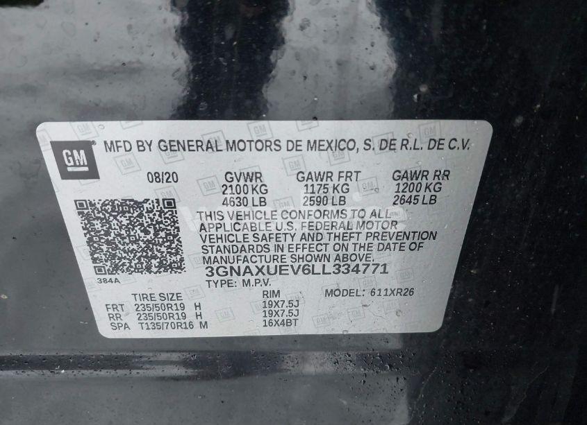 Photo 9 of 2020 Chevrolet Equinox AWD LT 1.5L TURBO (VIN 3GNAXUEV6LL334771)