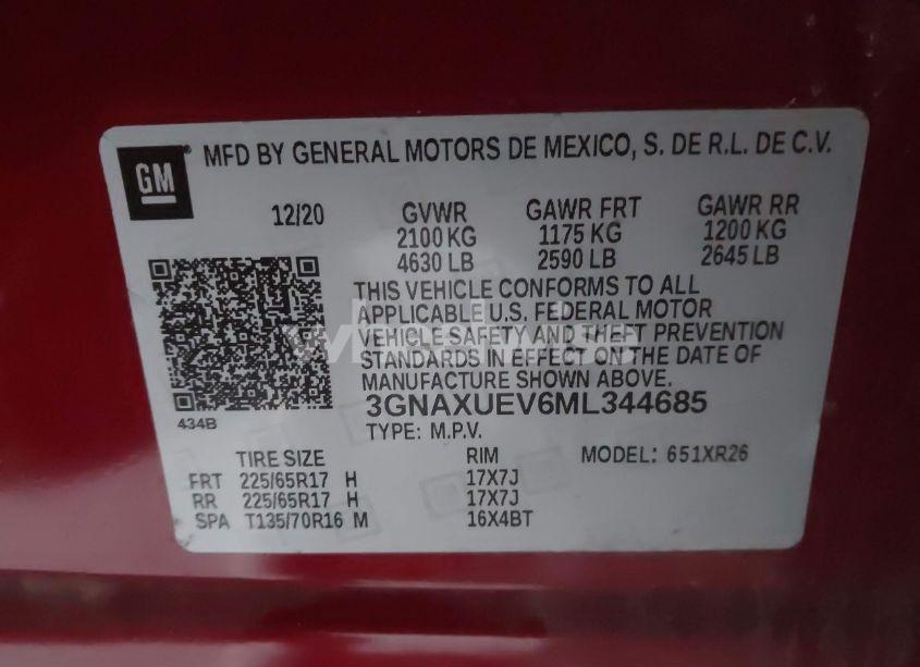 Photo 9 of 2021 Chevrolet Equinox AWD LT (VIN 3GNAXUEV6ML344685)