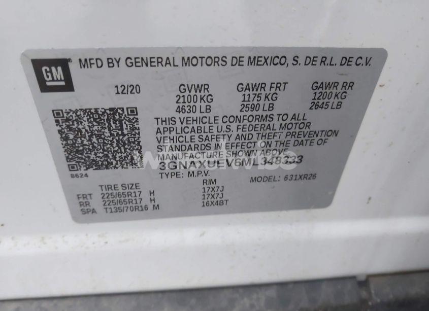 Photo 9 of 2021 Chevrolet Equinox AWD LT (VIN 3GNAXUEV6ML348333)