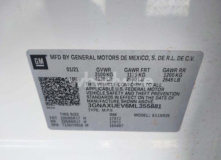 Photo 9 of 2021 Chevrolet Equinox AWD LT (VIN 3GNAXUEV6ML355881)