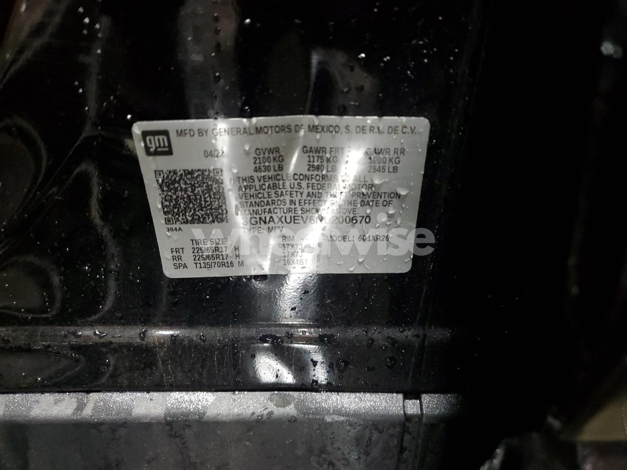 Photo 13 of 2022 CHEVROLET EQUINOX LT (VIN 3GNAXUEV6NL200670)