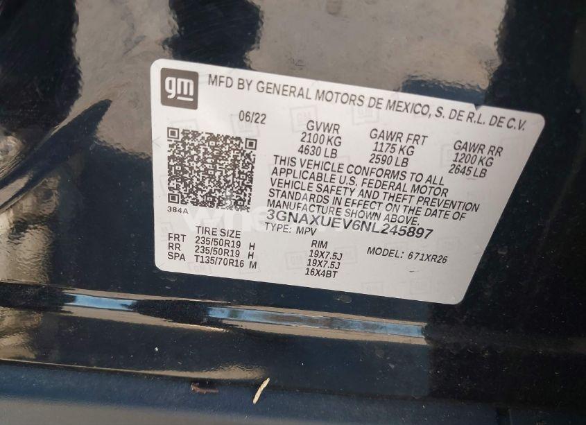 Photo 9 of 2022 Chevrolet Equinox AWD LT (VIN 3GNAXUEV6NL245897)