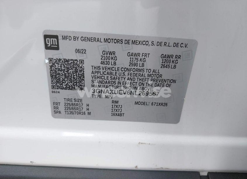 Photo 9 of 2022 Chevrolet Equinox AWD LT (VIN 3GNAXUEV6NL269567)