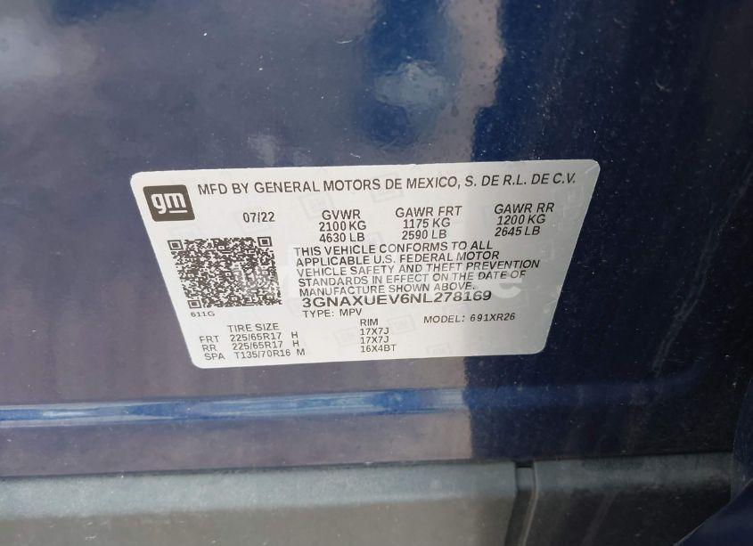 Photo 9 of 2022 Chevrolet Equinox AWD LT (VIN 3GNAXUEV6NL278169)