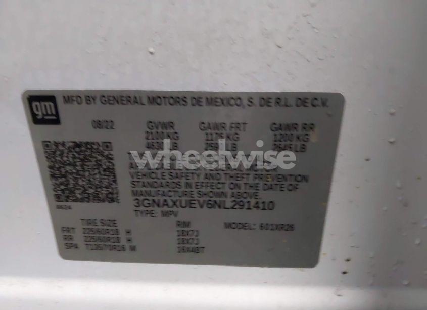 Photo 9 of 2022 Chevrolet Equinox AWD LT (VIN 3GNAXUEV6NL291410)