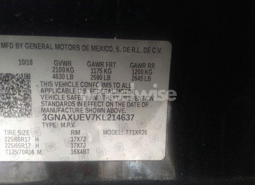 Photo 9 of 2019 Chevrolet Equinox LT (VIN 3GNAXUEV7KL214637)