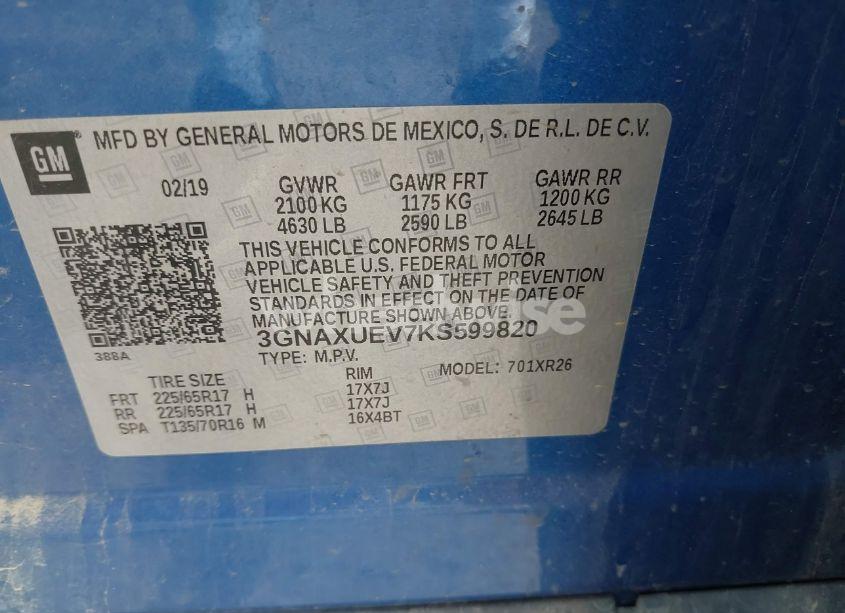 Photo 9 of 2019 Chevrolet Equinox LT (VIN 3GNAXUEV7KS599820)