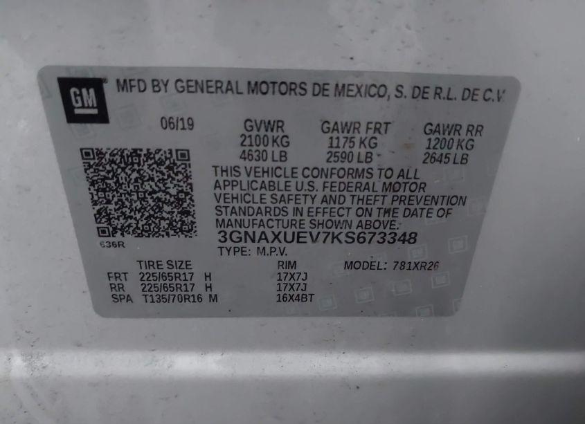 Photo 9 of 2019 Chevrolet Equinox LT (VIN 3GNAXUEV7KS673348)