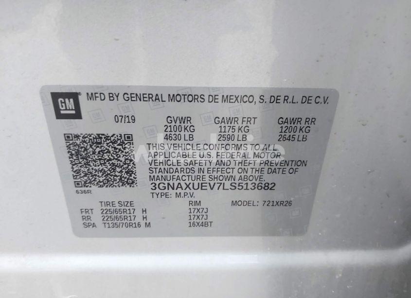 Photo 9 of 2020 Chevrolet Equinox AWD LT 1.5L TURBO (VIN 3GNAXUEV7LS513682)