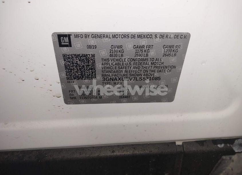 Photo 9 of 2020 Chevrolet Equinox AWD LT 1.5L TURBO (VIN 3GNAXUEV7LS521085)